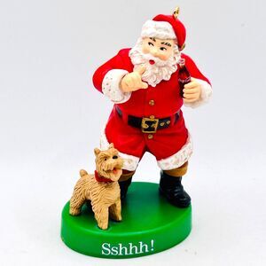 VINTAGE 1990s Coca-Cola Trim-a-Tree Chirstmas Ornament 1961 Santa with Puppy